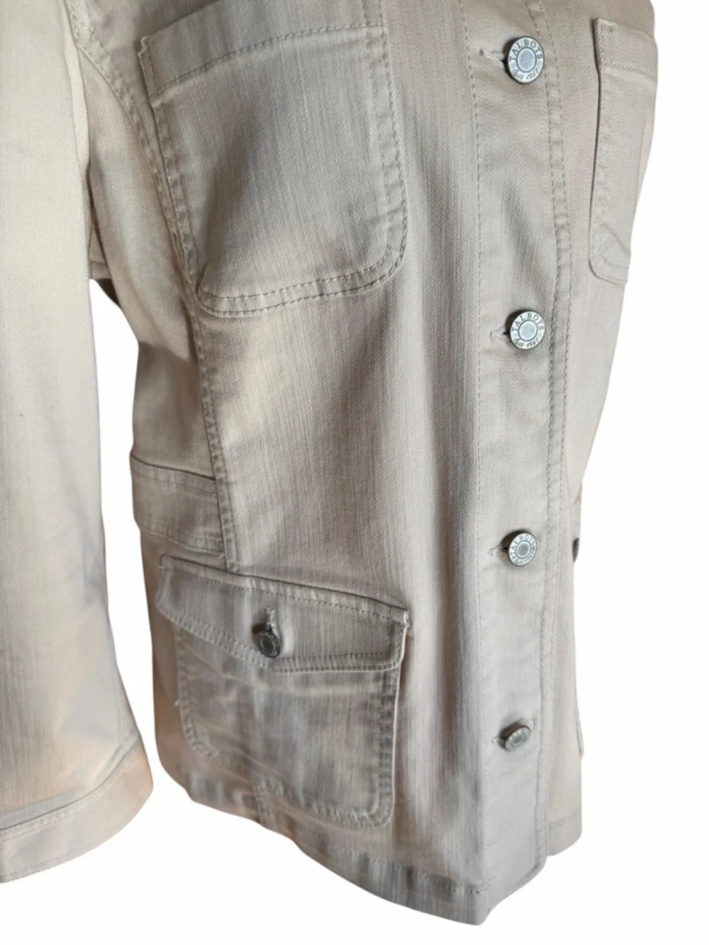 Talbots Petite Light Beige Jean Jacket with Front Buttons - Picture 10 of 14